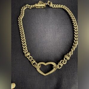 Brighton silver and rhinestone thick heart necklace